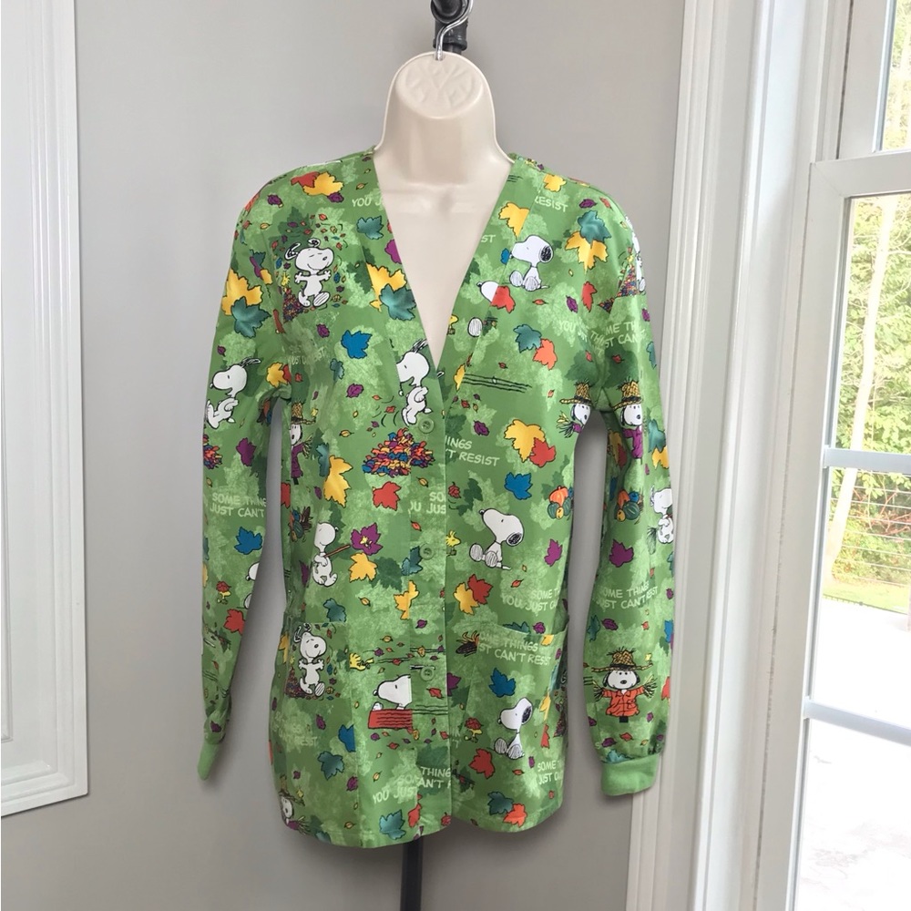 Peanuts Snoopy Fall Long Sleeve Scrub Top - Women’s Small
